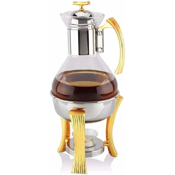HISAR Milan Tea & Coffee Serving Set Candle Warmer Glitter Gold