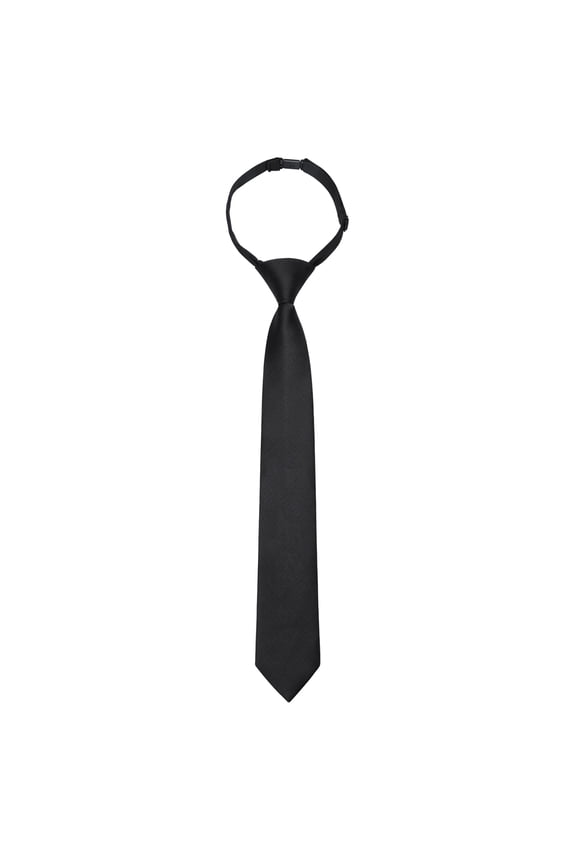 Black Boys Ties Woven Formal Pre-Tied Necktie Adjustable Child Age for 8-12 School Uniforms