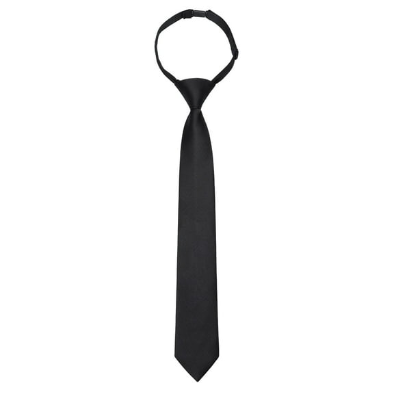 Black Boys Ties Woven Formal Pre-Tied Necktie Adjustable Child Age for 8-12 School Uniforms