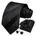 thumbnail image 1 of HISDERN Black Mens Ties Set Classic Paisley Stripe Plaid Ties Pocket Square Cufflinks Set Business, 1 of 8