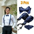 thumbnail image 1 of HISDERN Mens Suspenders and Bow Tie Adjustable 6 Clips Y-Back Suspender & Classic Blue BowTie Set, 1 of 8