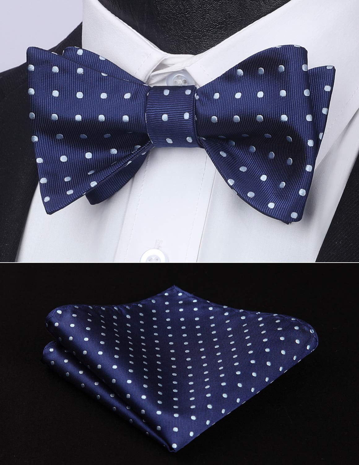 HISDERN Bow Ties for Men Check Plaid Self Tie Bow Tie and Pocket Square ...