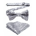 HISDERN Bow Ties for Men Pretied Paisley Bow Ties Pocket Square Set Men's Bowtie Wedding Party