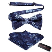 HISDERN Bow Ties for Men Pre-tied Paisley Bow Ties Pocket Square Set Men's Bowtie Wedding Party
