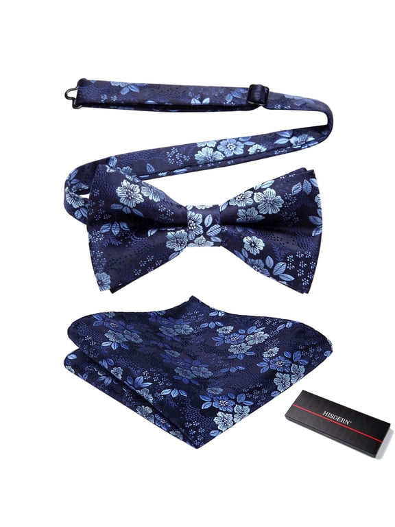 Bow Ties for Men Pre-tied Paisley Bow Ties Pocket Square Set Men's Bowtie Wedding Party
