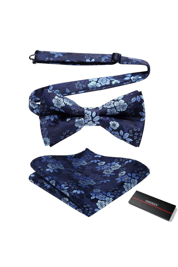 Bow Ties for Men Pre-tied Paisley Bow Ties Pocket Square Set Men's Bowtie Wedding Party