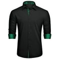 thumbnail image 1 of HISDERN Dress Shirts for Men Casual Button Down Dress Shirt Long Sleeve Formal Shirt Black Green L, 1 of 6