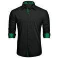 thumbnail image 1 of HISDERN Dress Shirts for Men Casual Button Down Dress Shirt Long Sleeve Formal Shirt Black Green, 1 of 6
