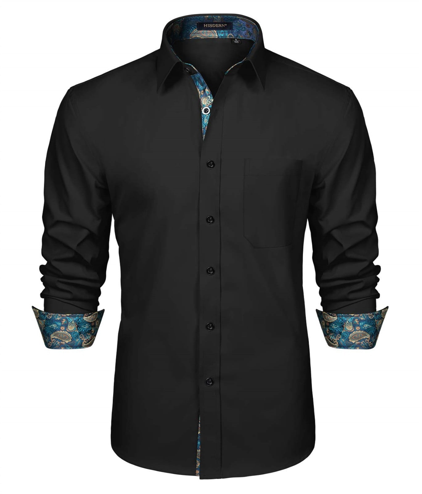 HISDERN Dress Shirts for Men Long Sleeve Formal Shirt Casual Button Up