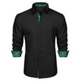 thumbnail image 1 of HISDERN Dress Shirts for Men Long Sleeve Formal Inner Collar Button Down Shirt Black Green, 1 of 7