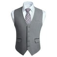thumbnail image 1 of HISDERN Grey Suit Vests for Men Slim Fit Formal Dress Vest V-Neck Solid Waistcoat Business Weddings, 1 of 8