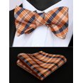 thumbnail image 1 of HISDERN Orange Plaid Self Tie Bow Tie for Men Formal Tuxedo Bowties Handkerchief Bow Ties Set, 1 of 7