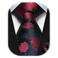 thumbnail image 1 of HISDERN Men Floral Ties Woven Classic 3.4" Necktie Set Formal tie Pocket Square for Wedding with Handkerchief Gift Box, 1 of 7