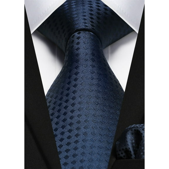 HISDERN Men Plaid Checkered Tie Handkerchief Woven Classic Formal Men's Necktie & Pocket Square Set