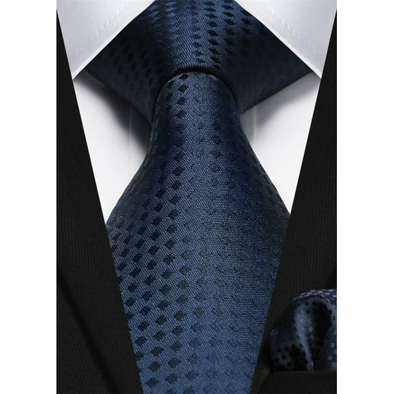 HISDERN Men Plaid Checkered Tie Handkerchief Woven Classic Formal Men's Necktie & Pocket Square Set