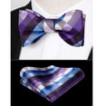 thumbnail image 1 of HISDERN Men Purple Plaid Bow Ties Self Tie Bow Tie Formal Bowtie Tuxedo Bowties Pocket Square Set, 1 of 11