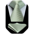 thumbnail image 1 of HISDERN Men Solid Houndstooth Necktie, Green, 1 of 7