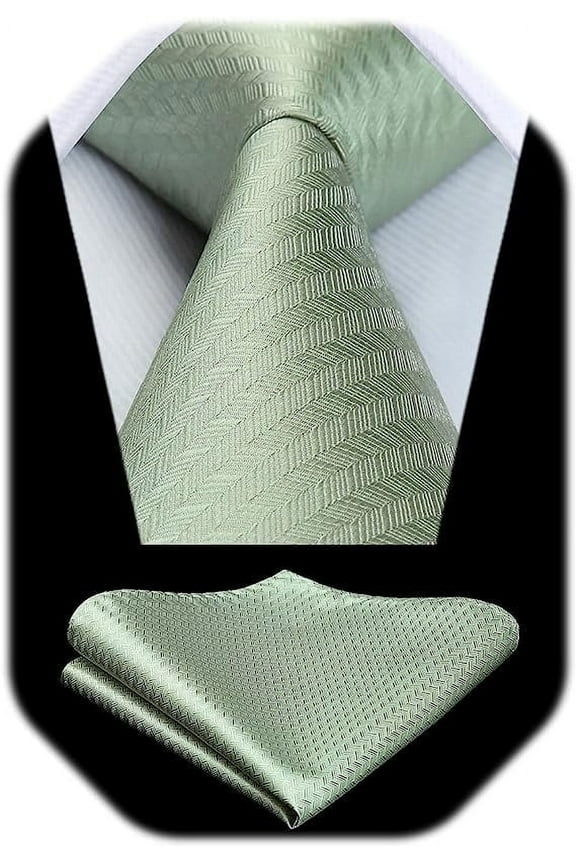Men Solid Houndstooth Necktie, Green