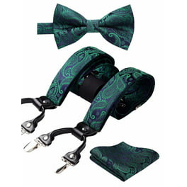 Men's Green Paisley Skull Braces Unisex Elastic Clip on Braces Novelty  Hipster Suspenders for Men Trouser Braces 
