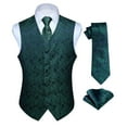 thumbnail image 1 of HISDERN Men's Green Suit Vest Formal Waistcoat Tuxedo Dress Vest Tie Set for Suit or Tuxedo 3PCS XL, 1 of 7