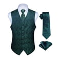 thumbnail image 1 of HISDERN Men's Green Suit Vest Formal Waistcoat Tuxedo Dress Vest Tie Set for Suit or Tuxedo 3PCS XL, 1 of 7