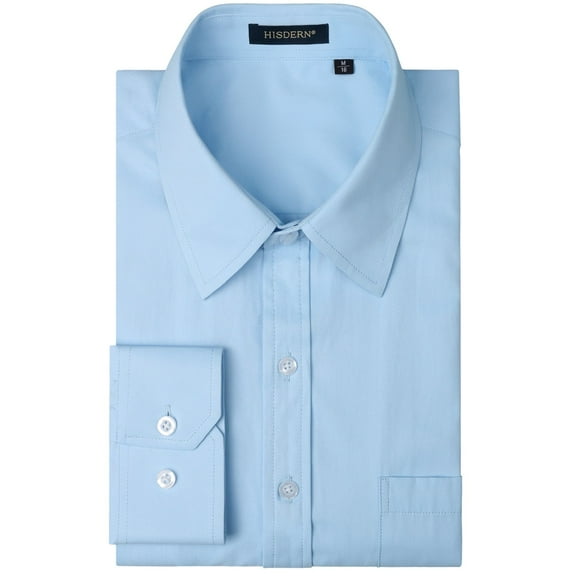 HISDERN Men's Long Sleeve Dress Shirt Classic Blue Regular Fit Button Down Shirts, S-2XL Big & Tall