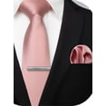 thumbnail image 1 of HISDERN Ties for Men Solid Color Woven Tie and Pocket Square Neckties Clip Sets Business Satin Tie, 1 of 13