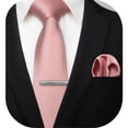 thumbnail image 1 of HISDERN Ties for Men Solid Color Woven Tie and Pocket Square Neckties Clip Sets Business Satin Tie, 1 of 7