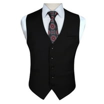 HISDERN Men's Suit Vest Black Business Formal Dress Waistcoat Vest with 3 Pockets for Suit or Tuxedo