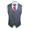 thumbnail image 1 of HISDERN Men's Suit Vest Business Formal Dress Waistcoat Vest with 3 Pockets for Suit or Tuxedo Dark Grey, 1 of 7
