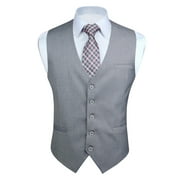 Men's Suit Vest Grey Business Formal Dress Waistcoat Vest Wedding with 3 Pockets for Suit or Tuxedo