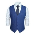 thumbnail image 1 of HISDERN Men's Suit Vest V-Neck Royal Blue Plaid Dress Vests Formal Waistcoat for Wedding Business, 1 of 7