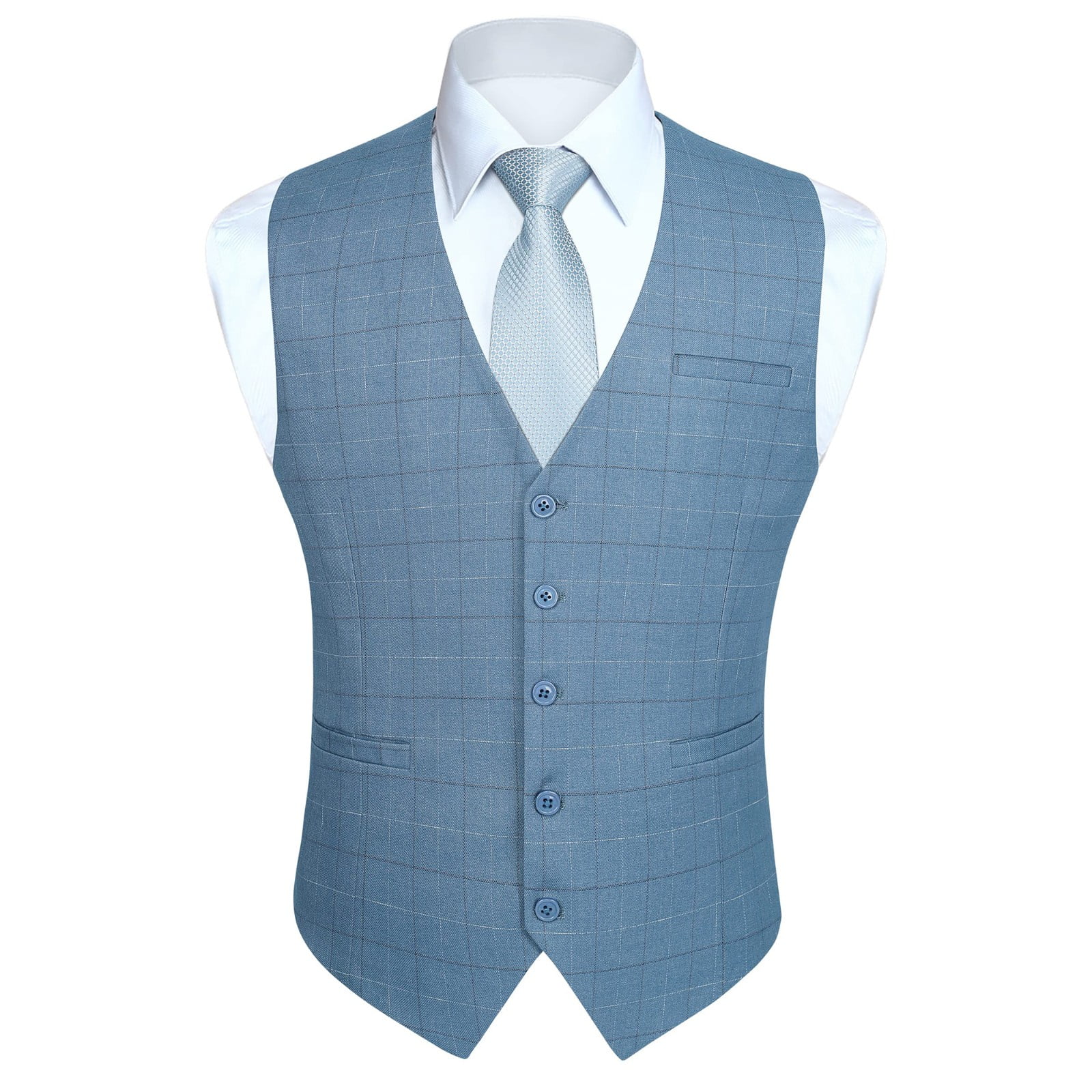 HISDERN Men's Suit Vest Plaid Dress Vest for Men Slim Fit Formal