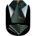 thumbnail image 1 of HISDERN Mens Animal Ties Woven Classic 3.4" Necktie Set Formal tie Pocket Square for Wedding with Handkerchief Gift Box, 1 of 8