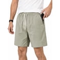 thumbnail image 1 of HISDERN Mens Athletic Shorts 7.8" Inseam 4-Way Stretch Drawstring Waist Shorts Khaki Nylon Spandex Gym Shorts, 1 of 8