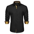 thumbnail image 1 of HISDERN Mens Dress Shirts Long Sleeve Black Button Down Contrast Shirt Formal Business Wedding, 1 of 7