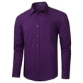 thumbnail image 1 of HISDERN Mens Dress Shirts Long Sleeve Button Down Shirts Casual Solid Formal Business Shirt Purple, 1 of 13