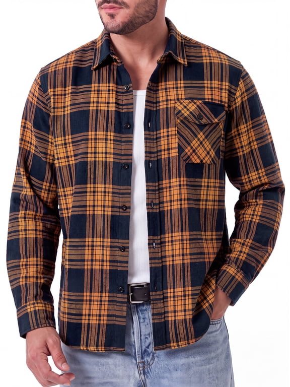 Mens Flannel Plaid Shirts Casual Long Sleeve Button Down Shirt Soft Lightweight Fall Winter