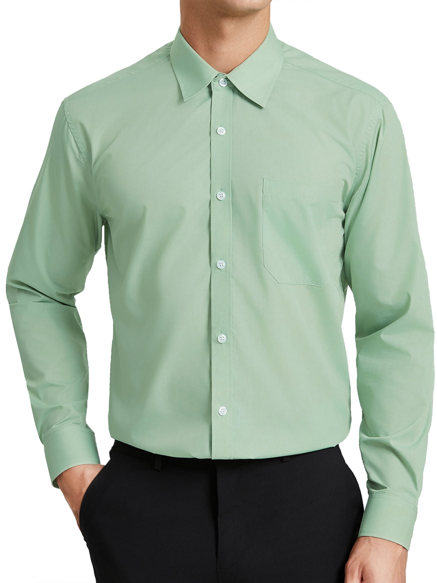 Men's Dress Shirt Long Sleeve 4-Way Stretch Wrinkle Free Sage Green Formal Shirt M Men's Dress Shirt Long Sleeve 4-Way Stretch Wrinkle Free Sage Green Formal Shirt M