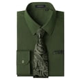 thumbnail image 1 of HISDERN Mens Long Sleeve Dress Shirt with Matching Tie and Handkerchief Set Formal Green Button Down, 1 of 9