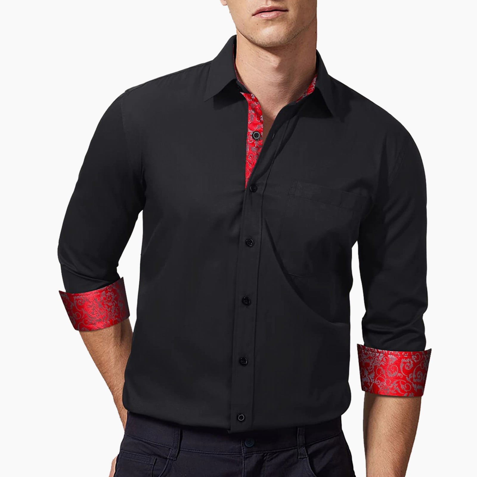men's red and black dress shirt Amazon.com: Red and Black Roses Print Men's Casual Stylish Slim Fit Short  Sleeve Button Up Dress Shirt for Beach Summer Shirt : Clothing, Shoes &  Jewelry