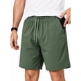 thumbnail image 1 of HISDERN Mens Nylon Shorts 7.8" Inseam 4-Way Stretch Drawstring Waist Athletic Shorts with Deep Pockets, 1 of 8