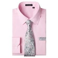 thumbnail image 1 of HISDERN Mens Pink Dress Shirt Long Sleeve Formal Collar Shirts with Formal Tie and Pocket Square Set, 1 of 8