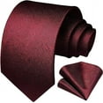 thumbnail image 1 of HISDERN Mens Red Ties Classic Solid Neckties Handkerchief Formal Business Tie & Pocket Square Set, 1 of 6