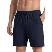 HISDERN Mens Nylon Shorts Navy Blue 7.8 In Inseam Drawstring Waist Athletic Shorts with Deep Pockets