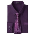 thumbnail image 1 of HISDERN Mens Solid Dress Shirt Long Sleeve with Matching Tie & Handkerchief Set Button Down Shirts, 1 of 10