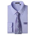 thumbnail image 1 of HISDERN Mens Solid Long Sleeve Dress Shirt with Tie & Handkerchief Set Button Down Shirts Lavender, 1 of 9