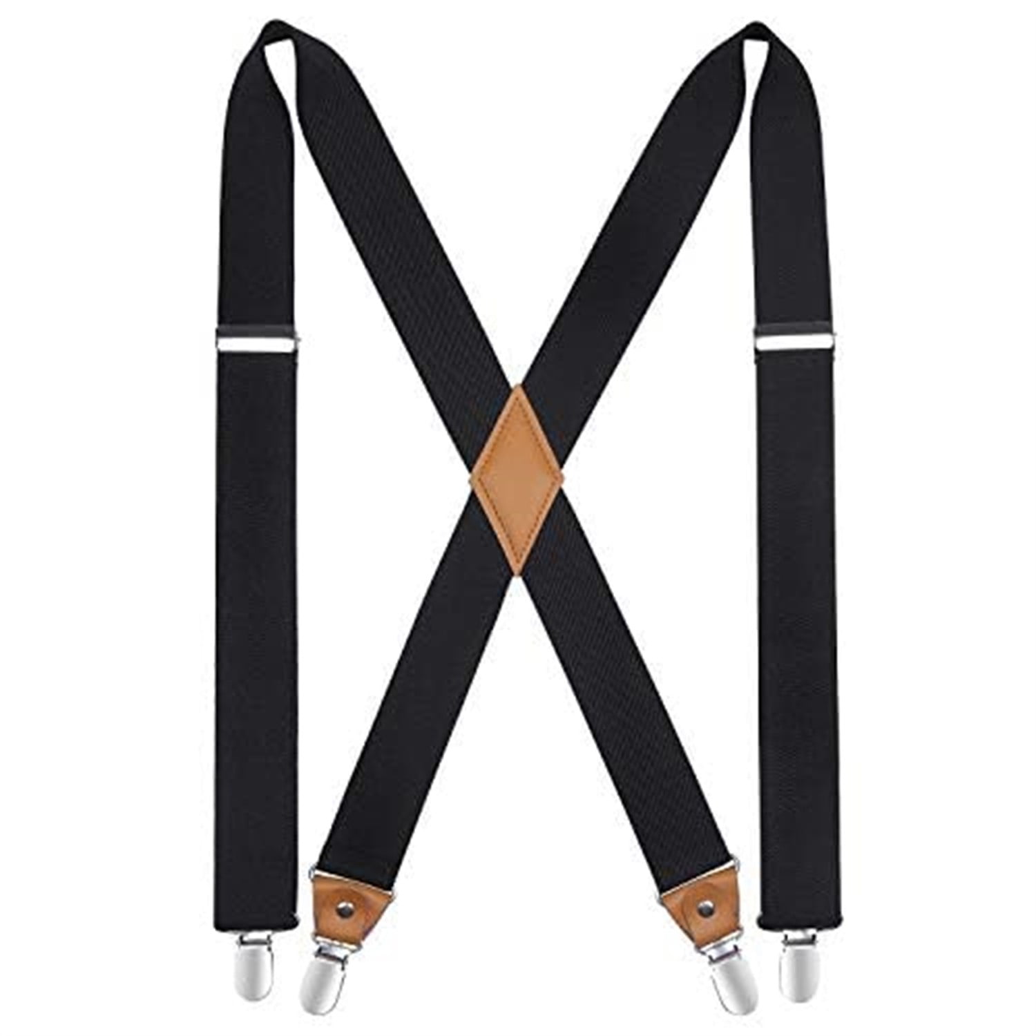 HISDERN Mens Suspenders X-Back 1.4'' Adjustable Elastic Strong Clips ...