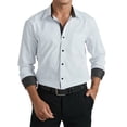 thumbnail image 1 of HISDERN Mens Dress Shirts Long Sleeve Button Down Shirts with Stripes Inner Contrast Regular Fit, 1 of 10