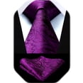 thumbnail image 1 of HISDERN Paisley Ties for Men Solid Tie Handkerchief Floral Men's Necktie & Pocket Square Set,Purple-B, 1 of 13